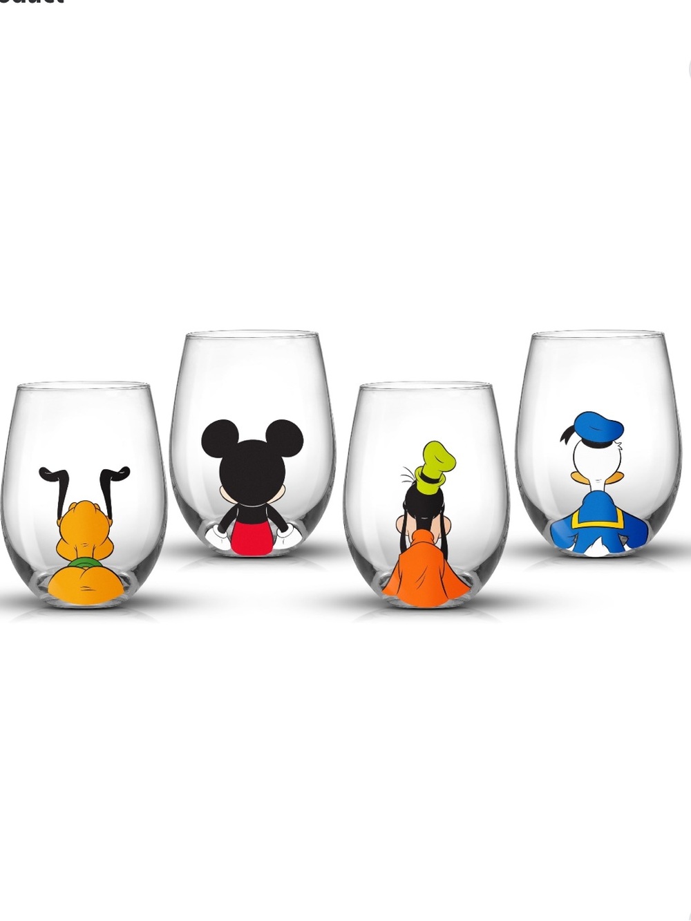 Joyjolt Disney Mickey Mouse & Friends Squad Stemless Drinking Glasses, Set of 4